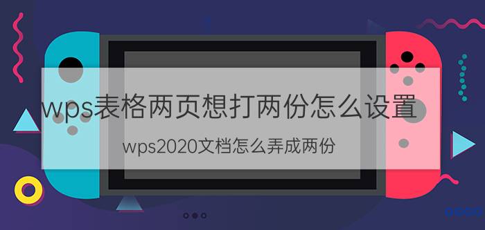 wps表格两页想打两份怎么设置 wps2020文档怎么弄成两份？